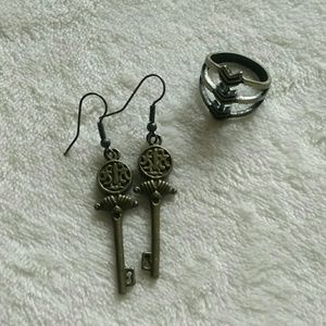 Brass Ring and Earrings